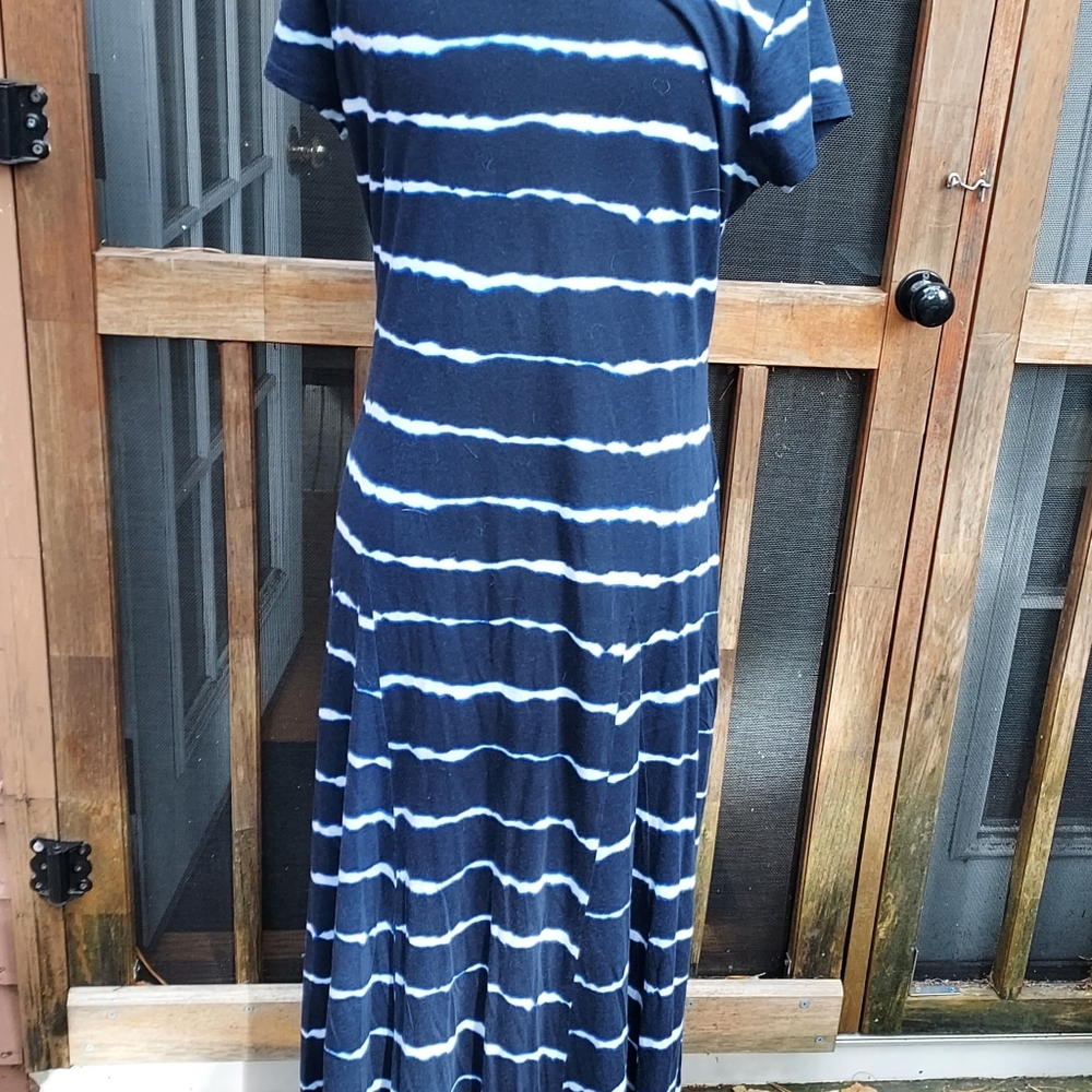 Lauren Ralph Lauren Navy Blue Striped Maxi Dress - Picture 3 of 6